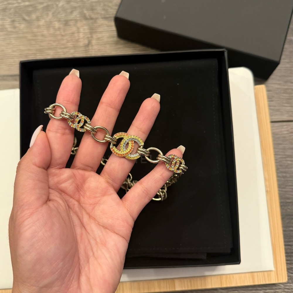 Chanel Statement Multi Colored Crystal Cc Choker … - image 3